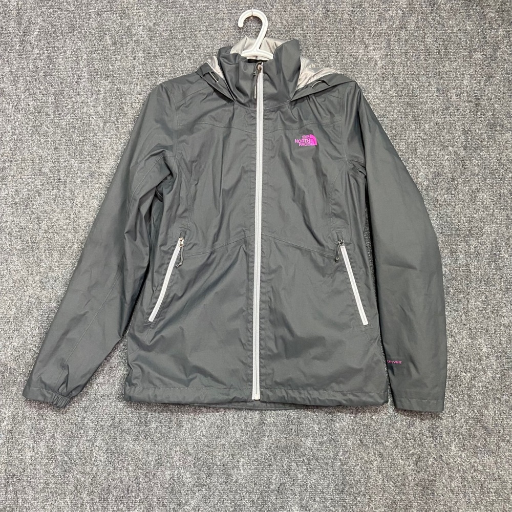 The North Face Women's M Gray Lightweight Full Zip Hooded Jacket DryVent Pockets